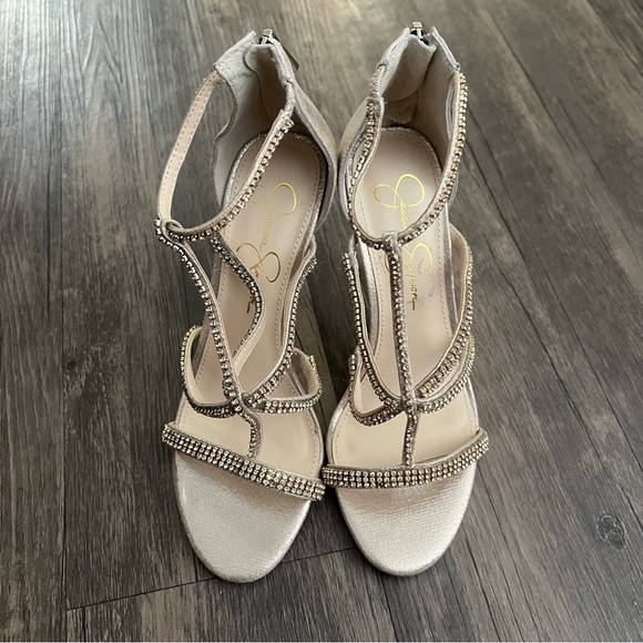 Jessica simpson rhinestone gold heels - Picture 2 of 4